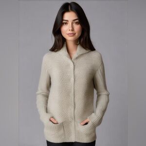 Gold Metallic Button Up lined Hooded Cardigan Sweater - Size Small